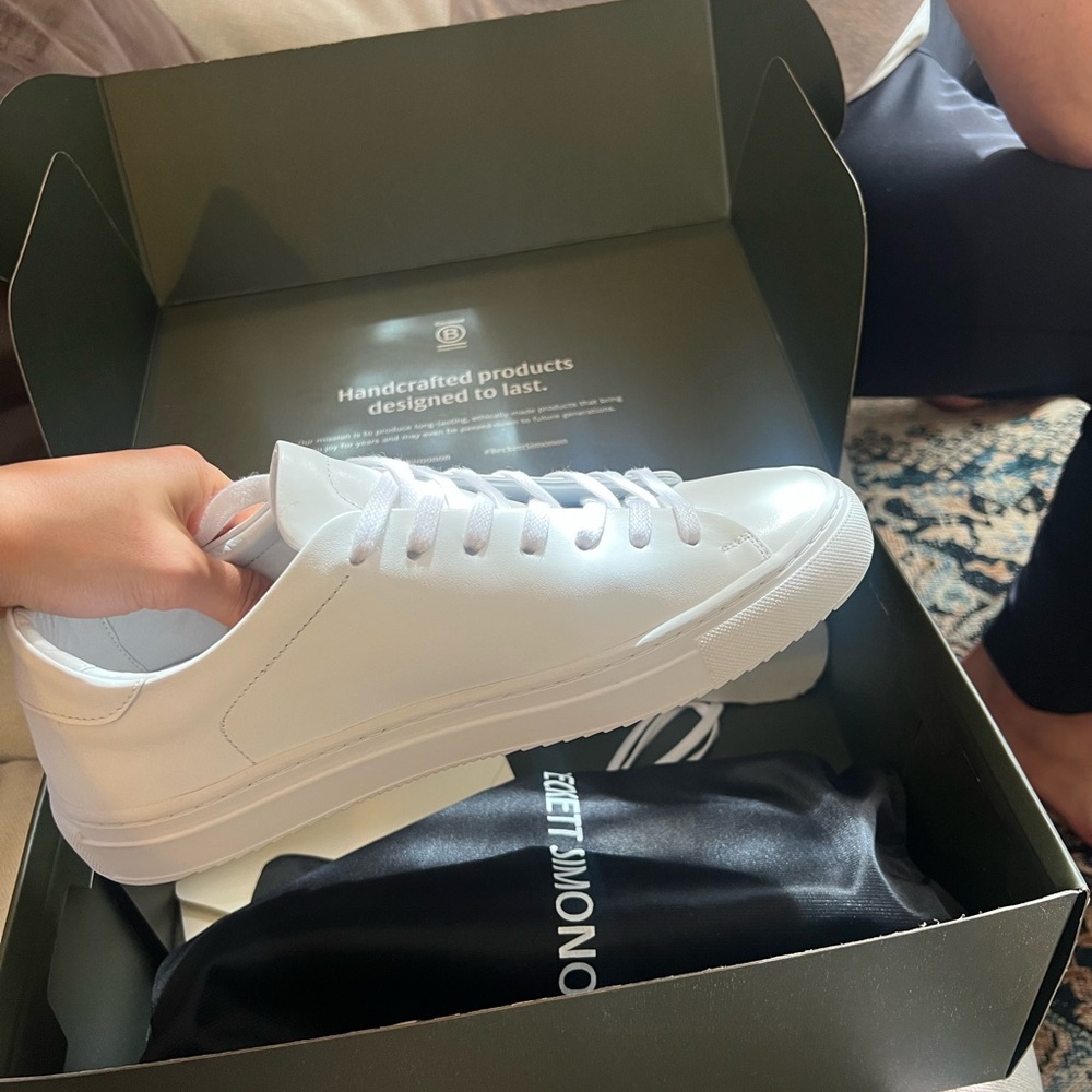 Beckett Simonon - Made to Order White Leather Sneakers (BRAND NEW)
